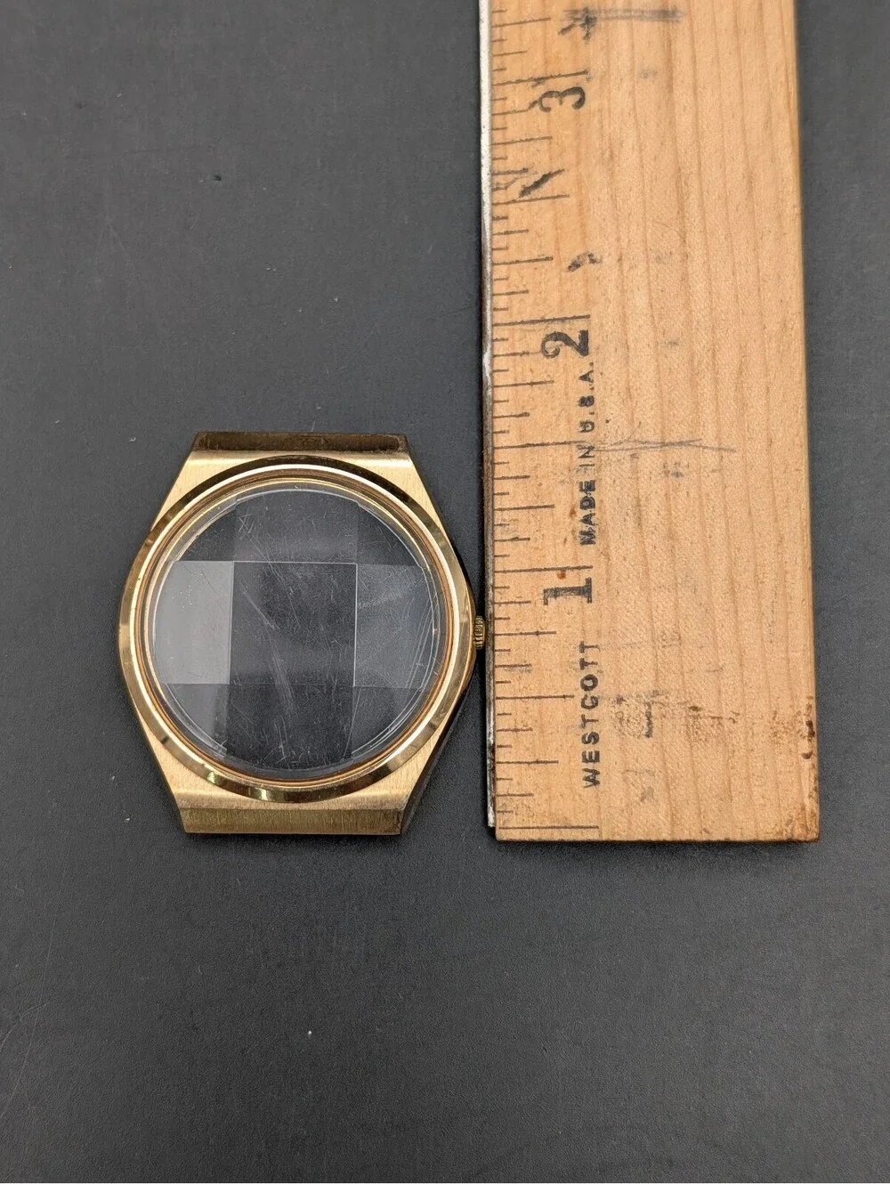 Vintage Pulsar Seiko Watch Case Shell Faceted Mineral Crystal Y563-8549 Parts